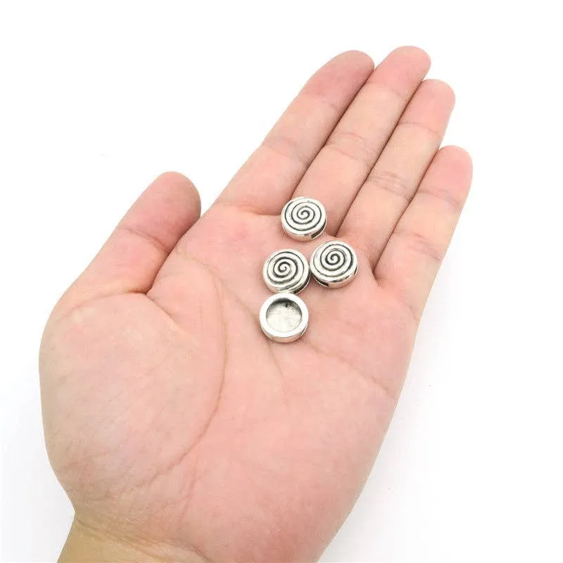 10 Pcs for 10mm flat leather,Antique Silver Round Spiral jewelry supplies jewelry finding D-1-10-52