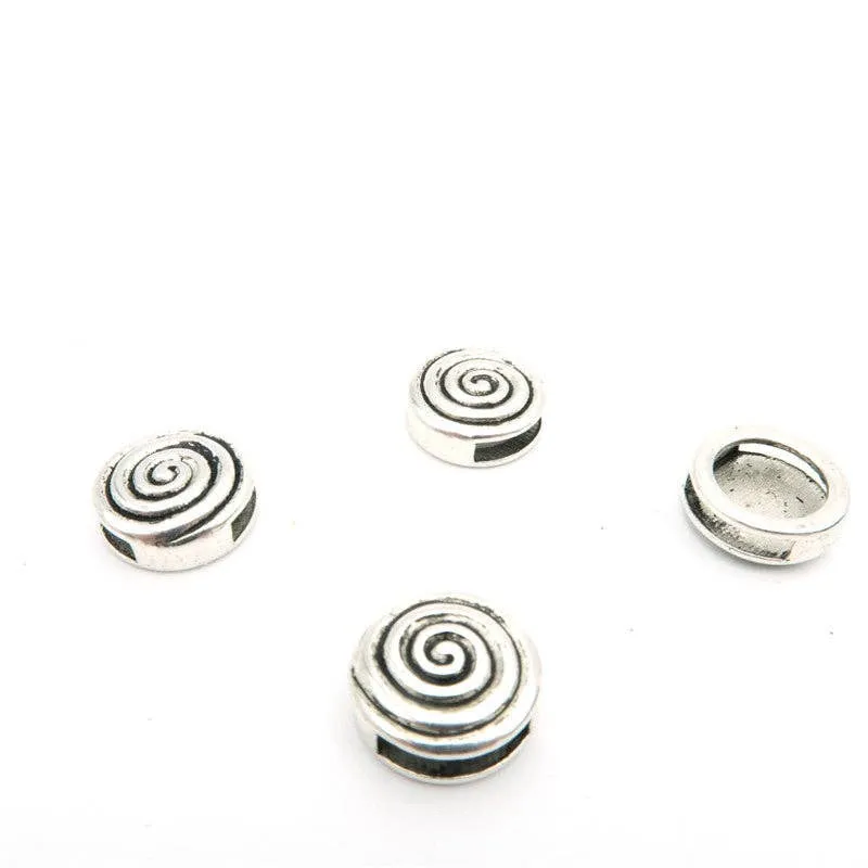 10 Pcs for 10mm flat leather,Antique Silver Round Spiral jewelry supplies jewelry finding D-1-10-52