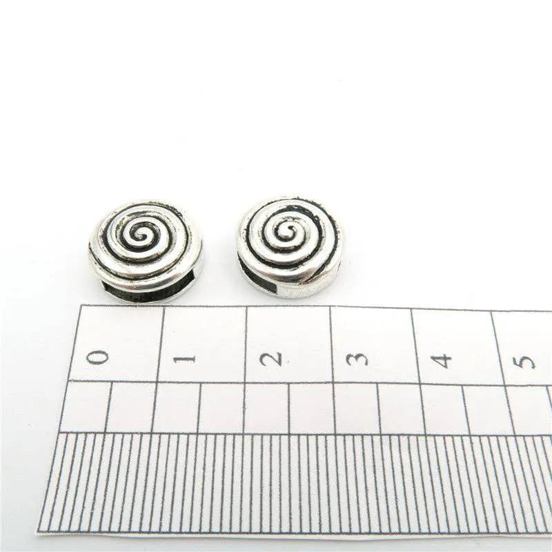 10 Pcs for 10mm flat leather,Antique Silver Round Spiral jewelry supplies jewelry finding D-1-10-52