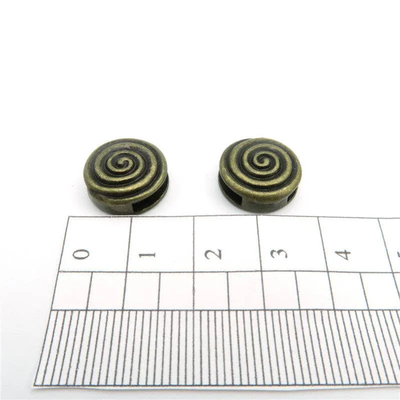 10 Pcs for 10mm flat leather,Antique Silver Round Spiral jewelry supplies jewelry finding D-1-10-52