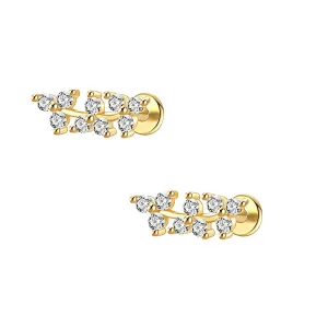 14k Gold Dainty Olive Leaf Flat Back Earrings