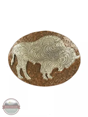 37712 Oval Silver Buffalo Buckle w/Hammered Edge Copper Back