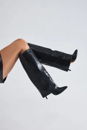 Always A Baddie Knee High Heeled Boots - Black