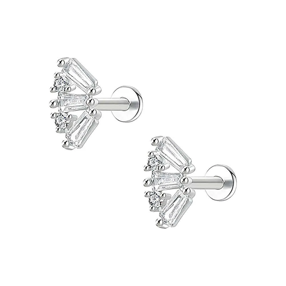 Baguette CZ Flat Back Earrings