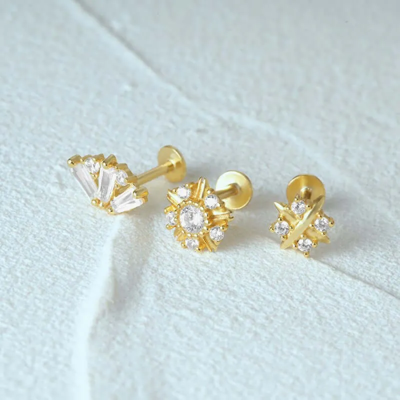 Baguette CZ Flat Back Earrings