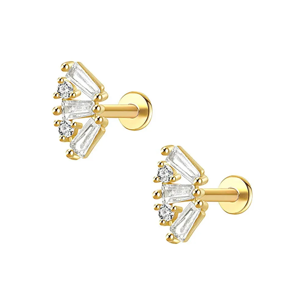 Baguette CZ Flat Back Earrings