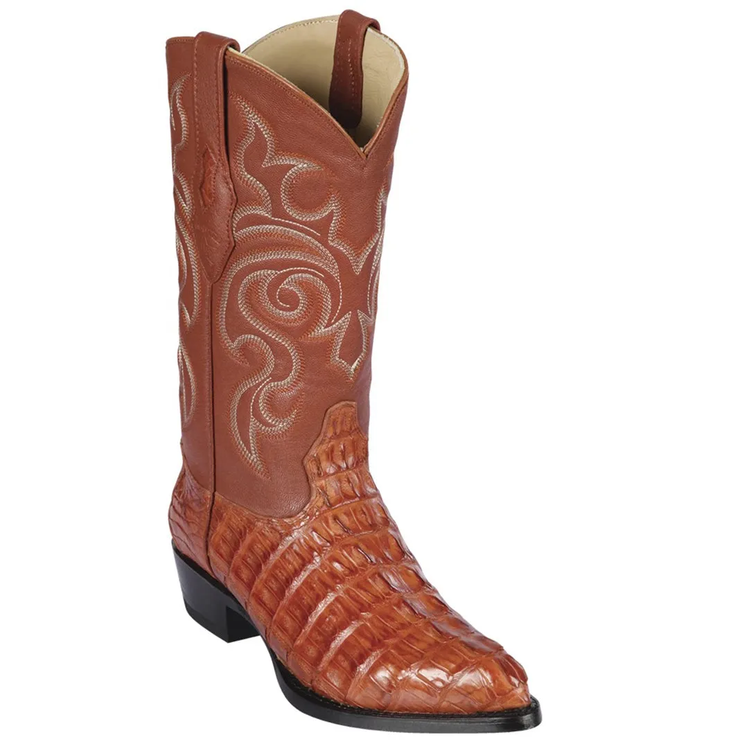 Cognac Caiman Tail Western Boots