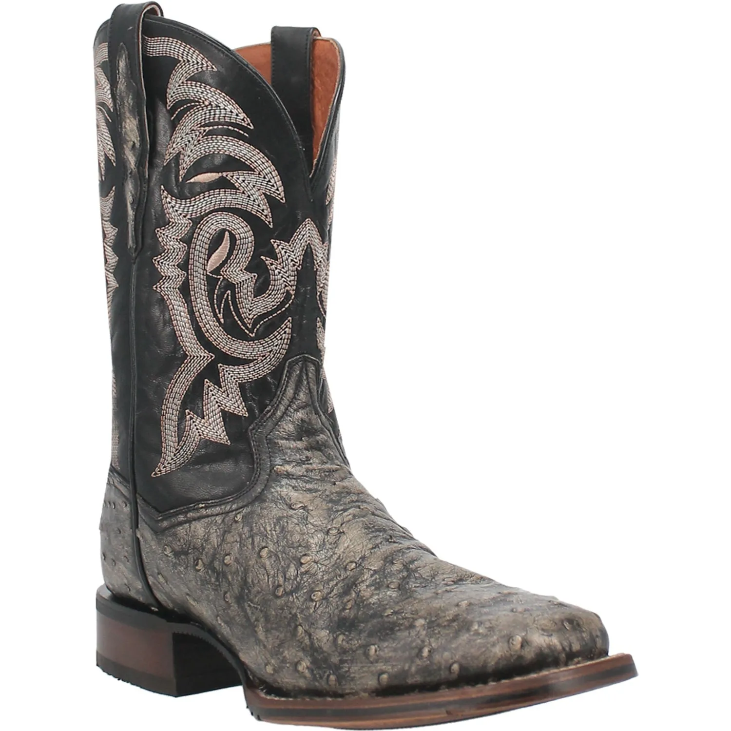 Dan Post Mens Dillinger Black Full Quill Ostrich Cowboy Boots