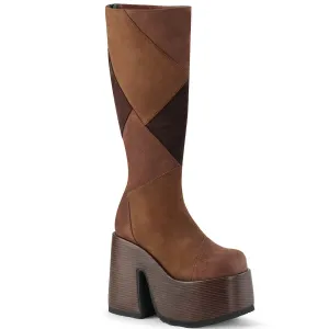 Demonia CAMEL-280 | Brown Vegan Suede Knee High Boots