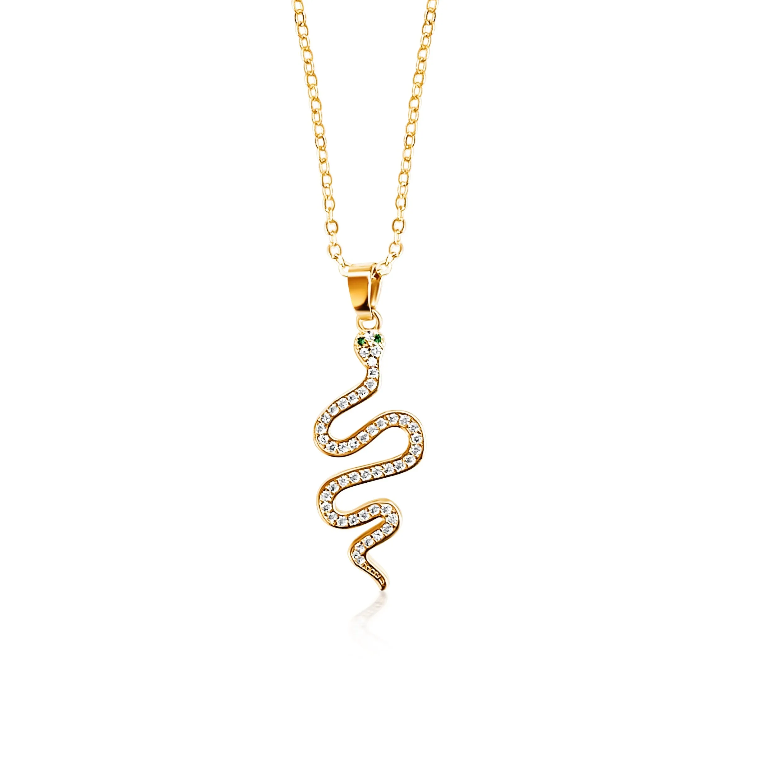 Diamond Snake Necklace - Gold Filled