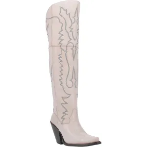 Dolly Jilted White Knee High Boots