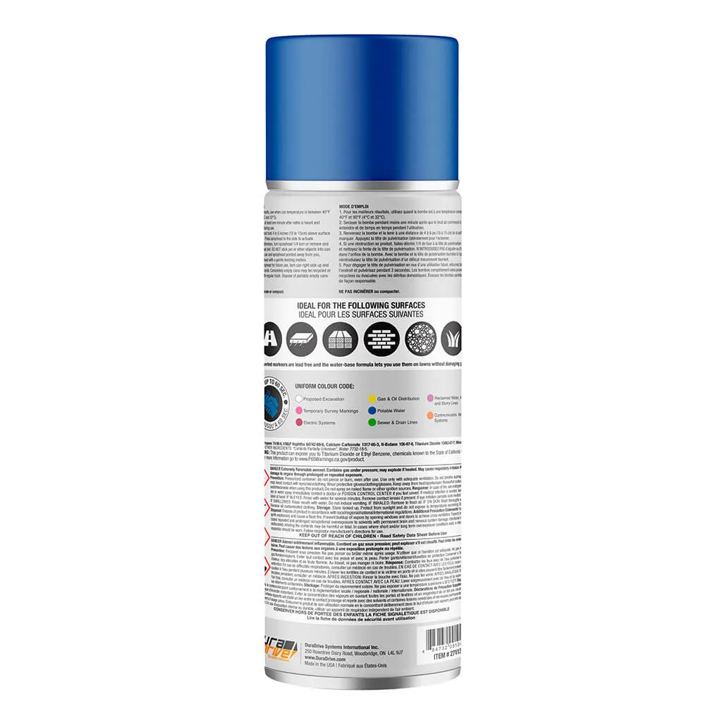 DuraDrive 16 oz Aerosol Precaution Blue Inverted Marking Spray Paint