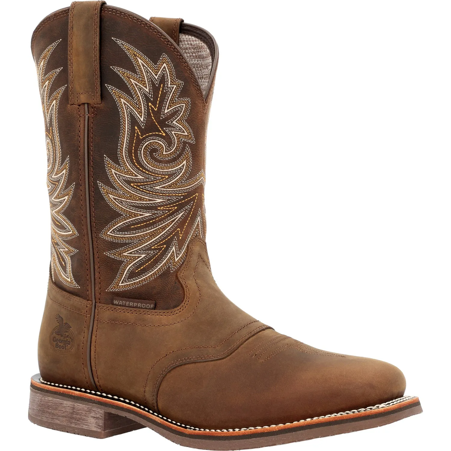 Georgia Mens Carbo-Tec Elite WP Brown Leather Cowboy Boots