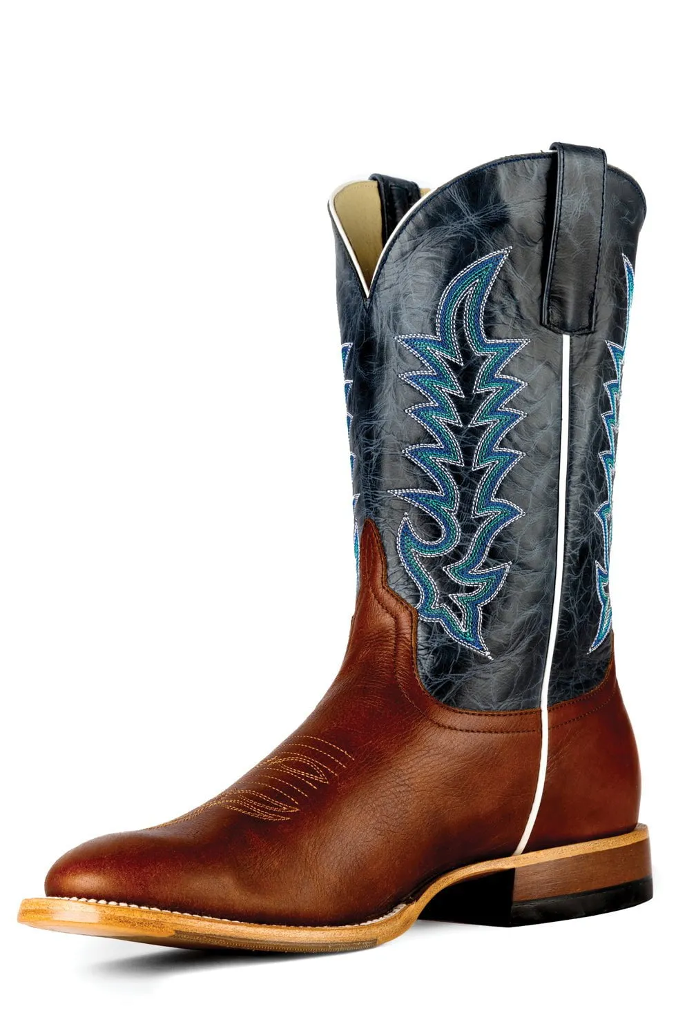 Horse Power Mens Cognac Belton Navy Rex Goat Leather Cowboy Boots 12 D