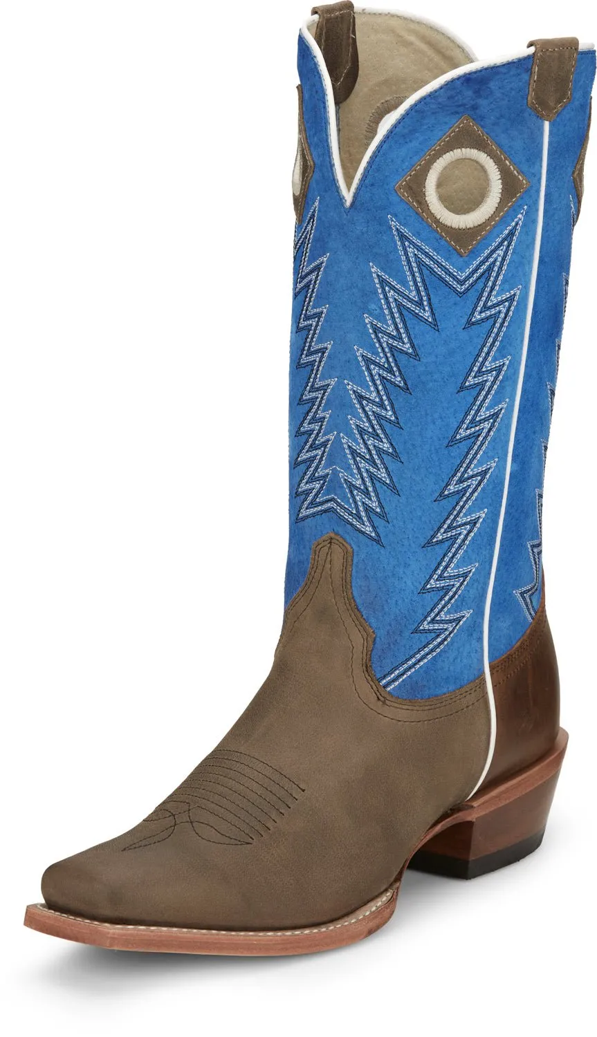 Justin Mens Ranker Steel Grey Suede Cowboy Boots