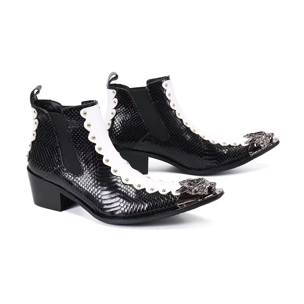 LavishCroc Leather Chic Ankle Boots