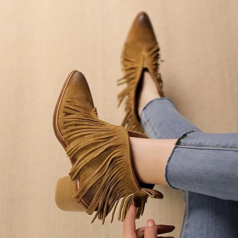 LeatherLux Autumn Chic Pointed Ankle Boots