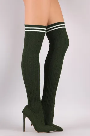 Liliana Stretched Sweater Knit Stiletto Over-The-Knee Sock Boots