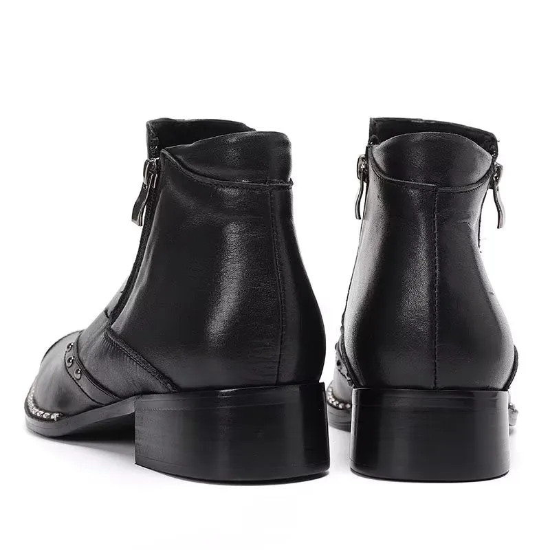 Lux Refined Leather Ankle Boots