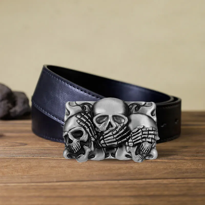 Men's DIY Horrible Laugh Skull Buckle Leather Belt