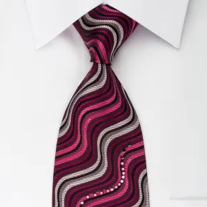 Paco Rabanne Rhinestone Tie Silver Pink Waves With Sparkles