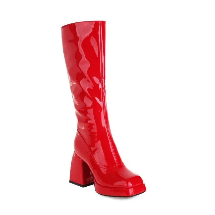 Platform Candy Color Knee High Boots