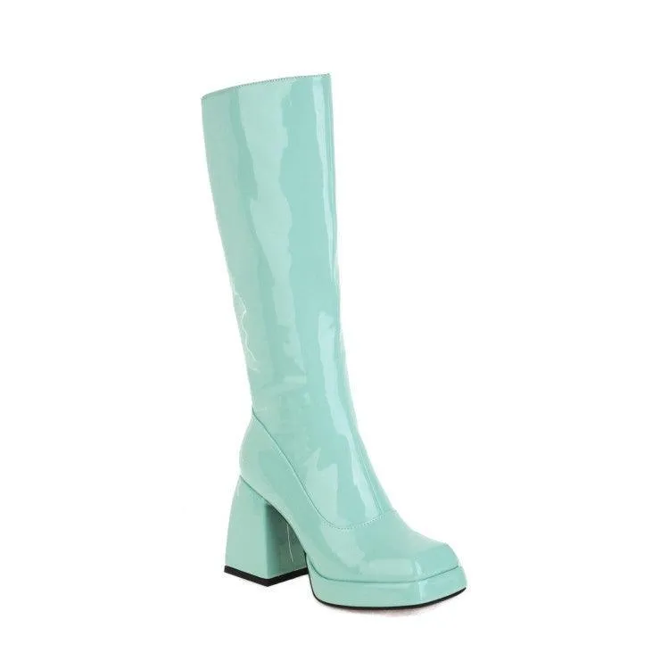 Platform Candy Color Knee High Boots