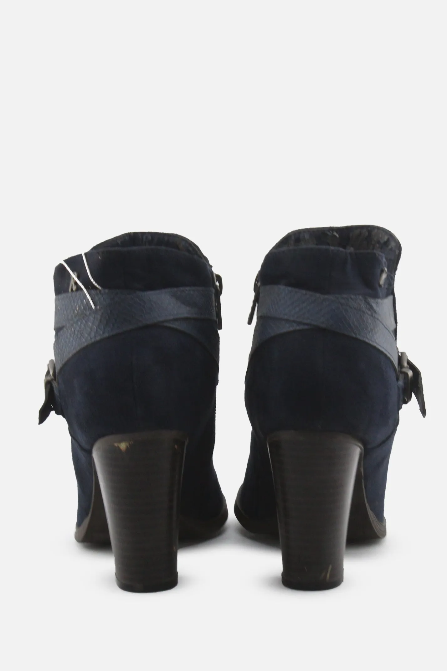 Refresh Zipper Block Ankle Boots | Suede