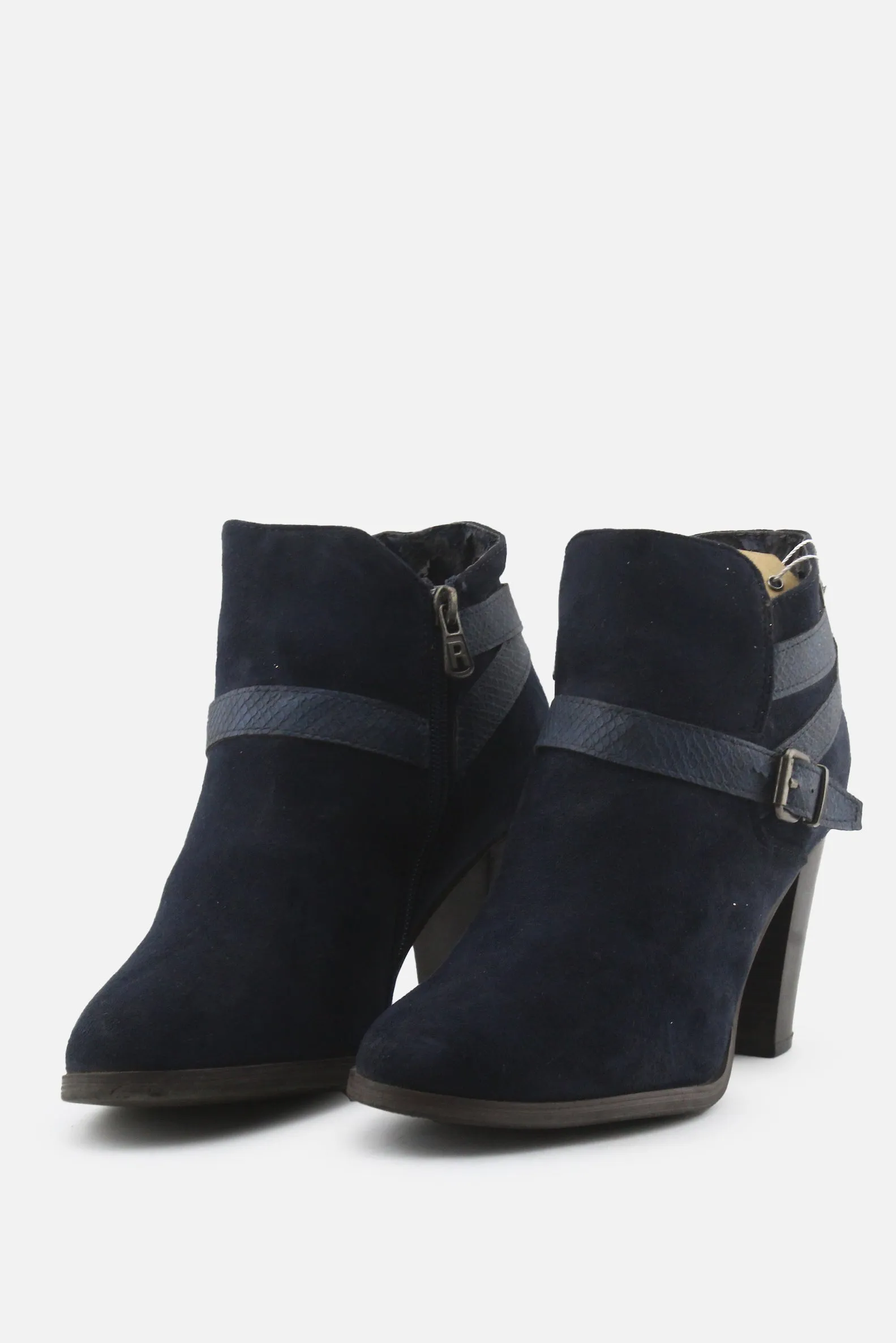 Refresh Zipper Block Ankle Boots | Suede