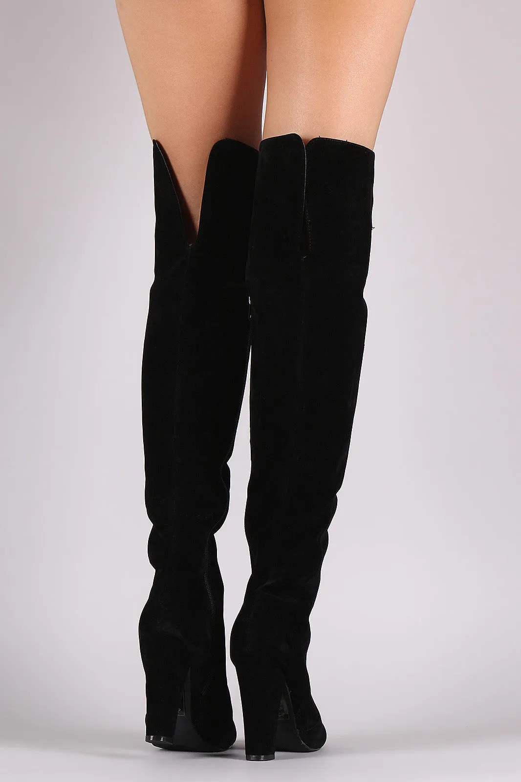 Shoe Republic LA Suede Chunky Heel OTK Boots