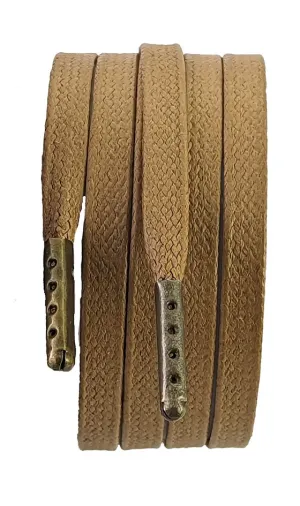 Shoelaces & Boot laces Tan Brown Flat 8 mm wide wax cotton