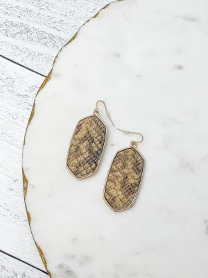 Textured Snakeskin Gold Drop Earrings