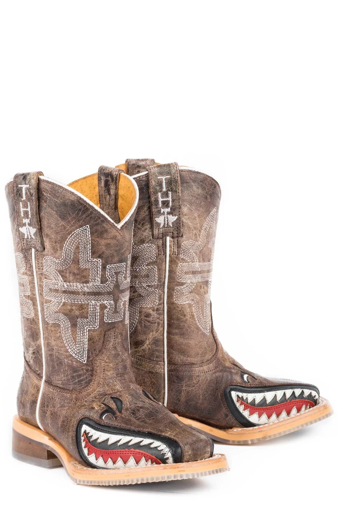 Tin Haul Boys Sharky Maneater Tan Leather Cowboy Boots