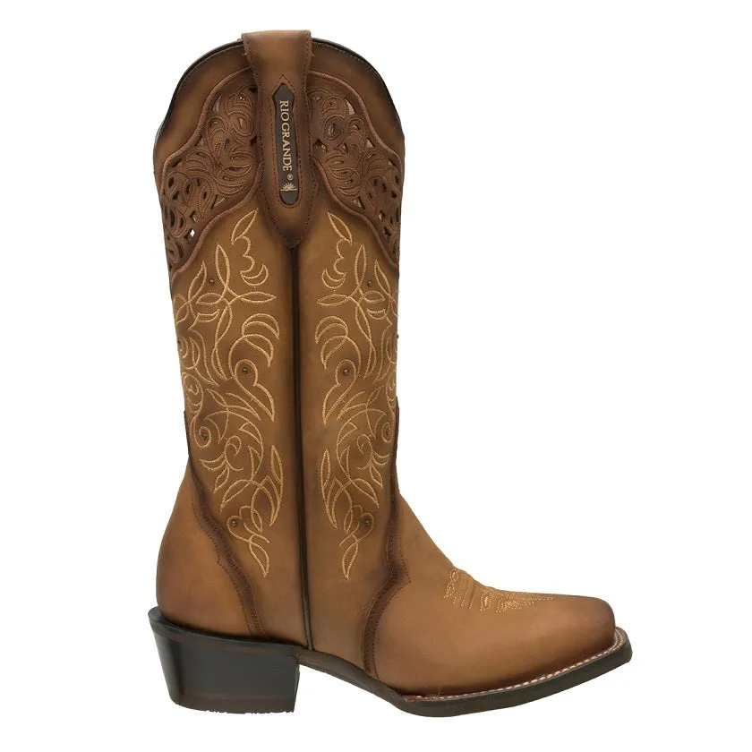 Women's Cowgirl Leather Boots with Heel And Embroidery Melissa