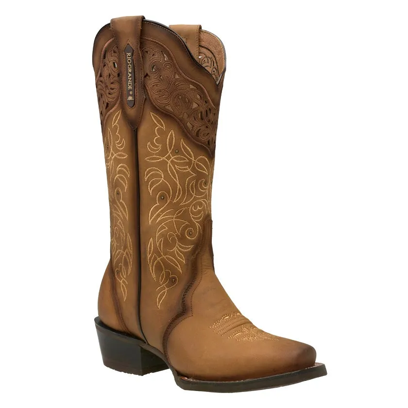 Women's Cowgirl Leather Boots with Heel And Embroidery Melissa