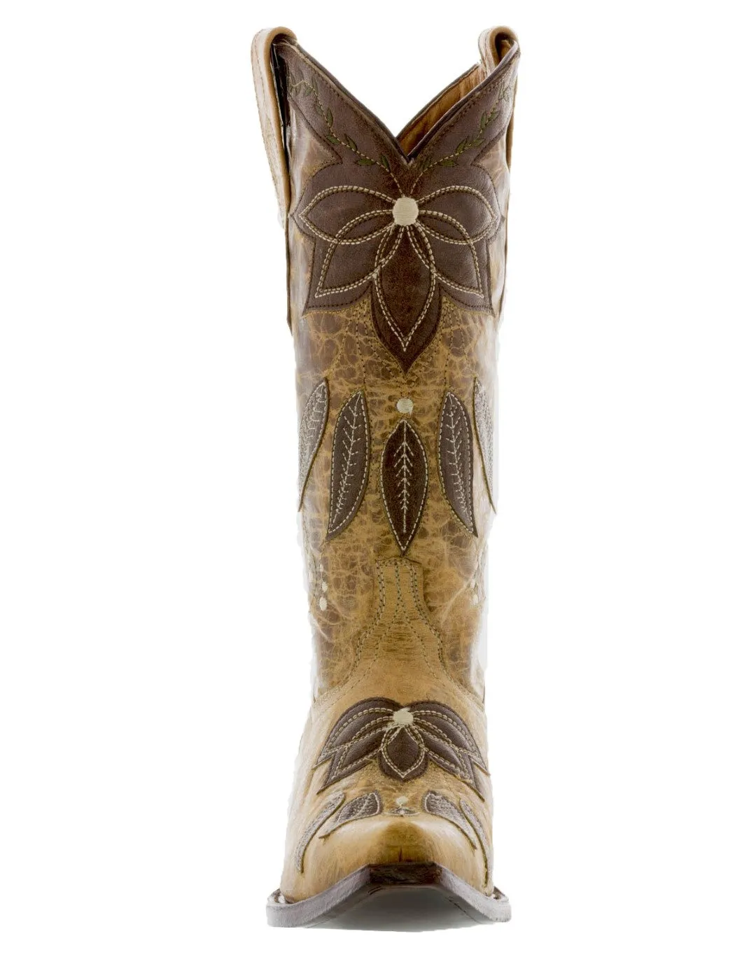 Womens Summer Sand & Red Leather Cowboy Boots - Snip Toe