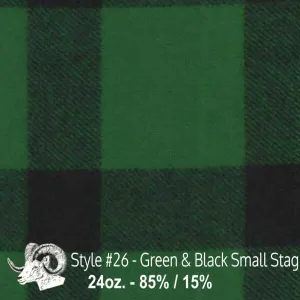 Wool Fabric By The Yard - 26 - Green & Black Small Stag