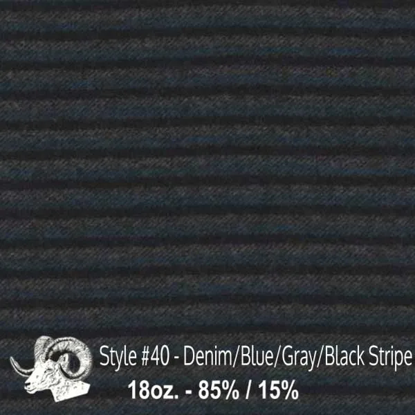 Wool Fabric By The Yard - 40 - Denim Blue, Gray, & Black Stripe