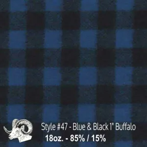 Wool Fabric By The Yard - 47 - Blue & Black 2" Buffalo