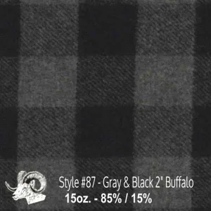 Wool Fabric By The Yard - 87 - Gray & Black 2" Buffalo