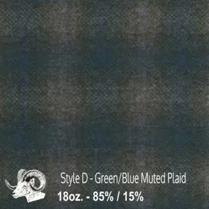 Wool Fabric By The Yard - D - Green & Blue Muted Plaid