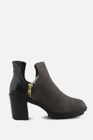 Zara Zipper Block Ankle Boots | Suede