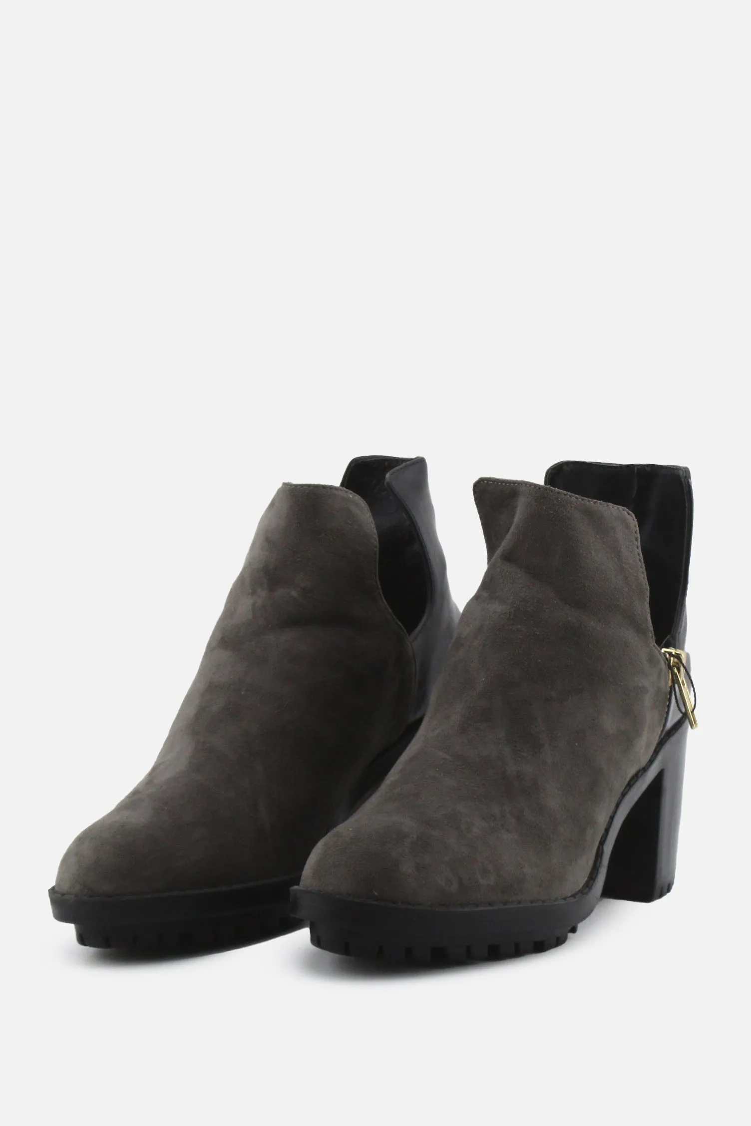 Zara Zipper Block Ankle Boots | Suede